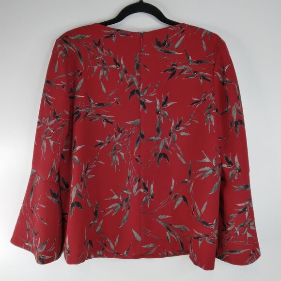 Veronika Maine Bell Sleeve Round Neck Red Top Size 14 - Picture 7 of 9